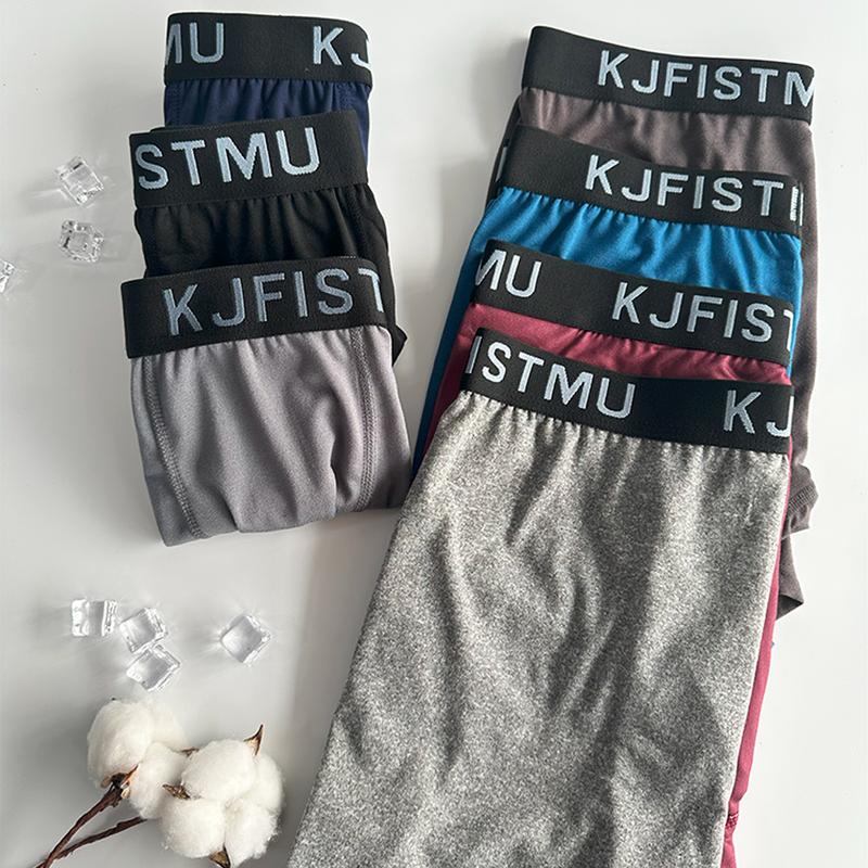 12 pieces/package Men's solid color spliced letter print simple boxer briefs, fabric for men's clothing, moisture-absorbing and sweat-wicking, antibacterial and deodorizing, soft and durable with shape retention, suitable for autumn wear - KJFISTMU