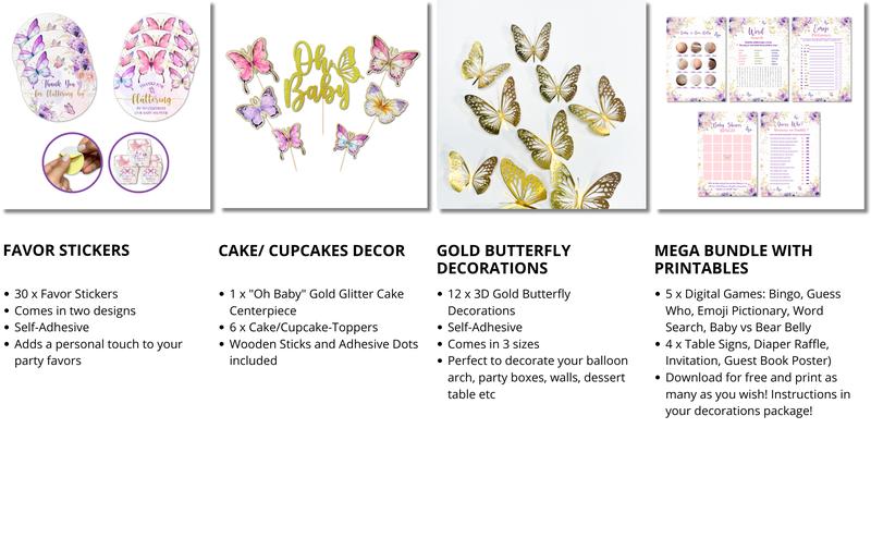 Pink & Purple Butterfly Baby Shower Party Decor