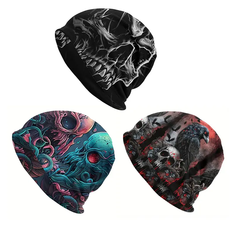 Unisex Polyester Skull Cap - Warm, Stretch, Snug-Fit Beanie, Lightweight Slouchy Gorra with Functional Design for Cancer Chemo Headwear, One-Size Fashion Accessory (Polyester Fits All)