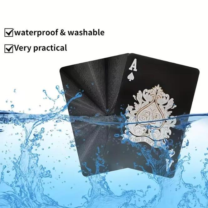 Premium Waterproof Plastic PET Poker Cards - Perfect For Family Game Nights & Parties (Black & Golden）Christmas Gift Christmas