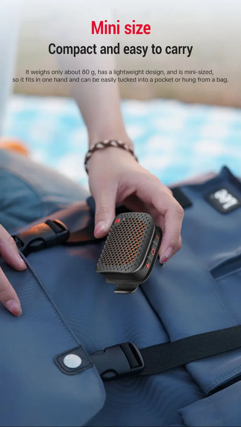 MONSTER M3 Portable Bluetooth Speaker - Compact Waterproof Bluetooth Speaker, 80g Lightweight, TWS Stereo Sound, IPX8 1m Water Immersion, Magnetic Clip-On Wearable, User-Friendly Buttons, 16.0H+ Playtime for Outdoor, Gym, Water Proof