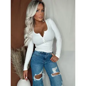 Modern Muse Henley Top (White)