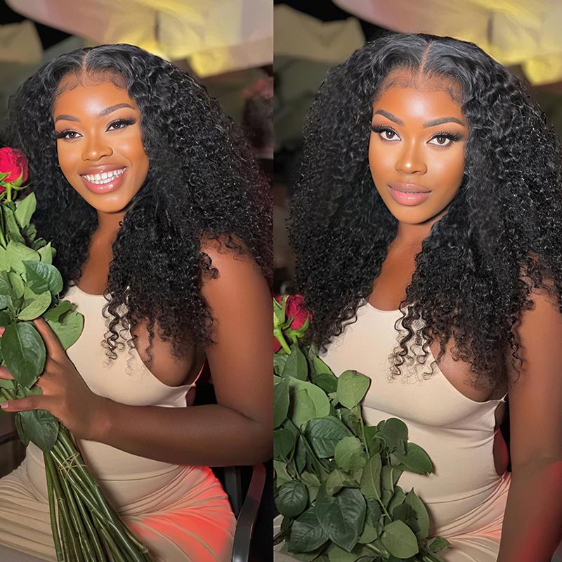 Pizazz Hair Hidden Strap 360 HD Full Lace Frontal Wig 4C Edge Curly Wigs Human Hair with Pre Bleached Knots Pre Cut Lace Wig