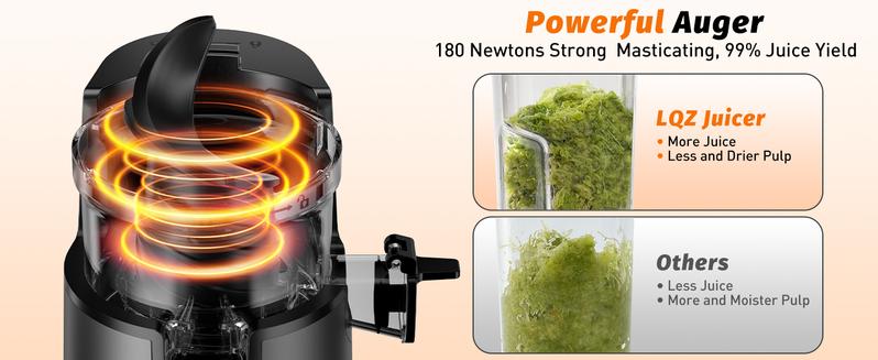 Cold Press Juicer,medium-Sized Slow Masticating Machine with 5.3" Large Bore Feed Chute for Whole Fruits&Vegetables,350W Juice Extractor,Easy to Clean #TikTokShopBlackFriday