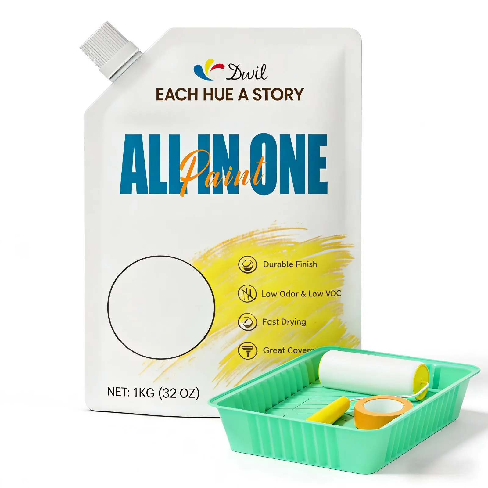 All-in-One Paint - Multi Surface White Paint - Furniture and Cabinet for Interior/Exterior - No Sanding, Quick Drying, Perfect for Wood, Wall, Metal and More, 32 Oz