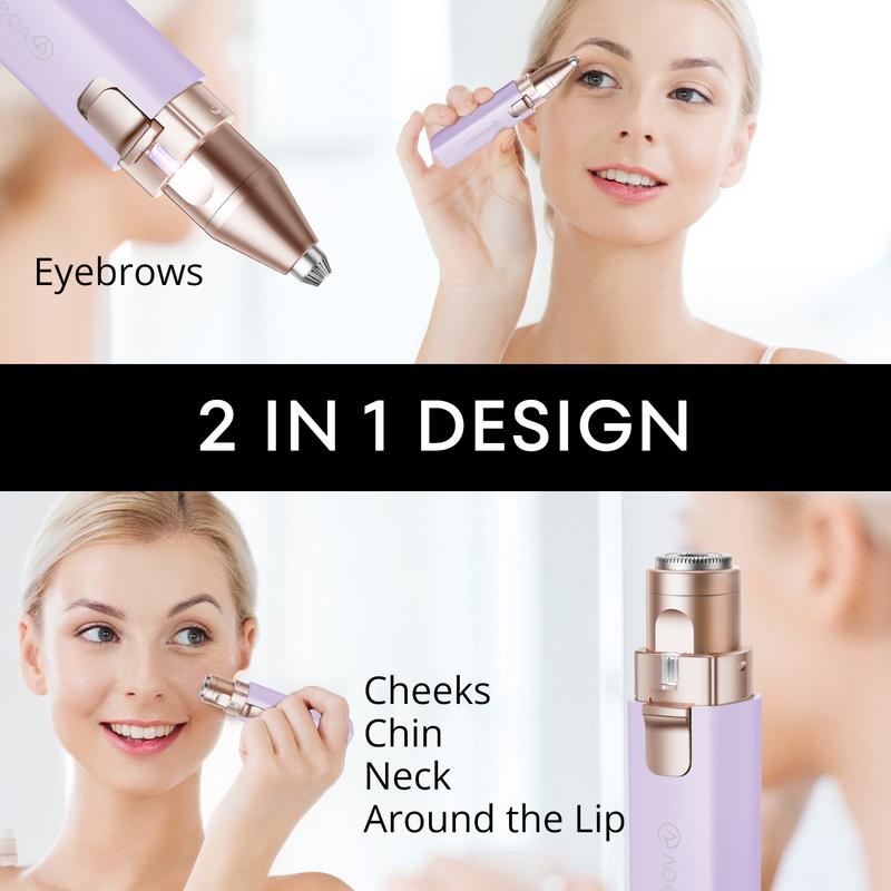 Vogcrest Portable 2 in 1 Electric Shaver and Facial Trimmer for Women - Rechargeable Eyebrow Lips Body Facial Razor - Eyebrow Trimmer