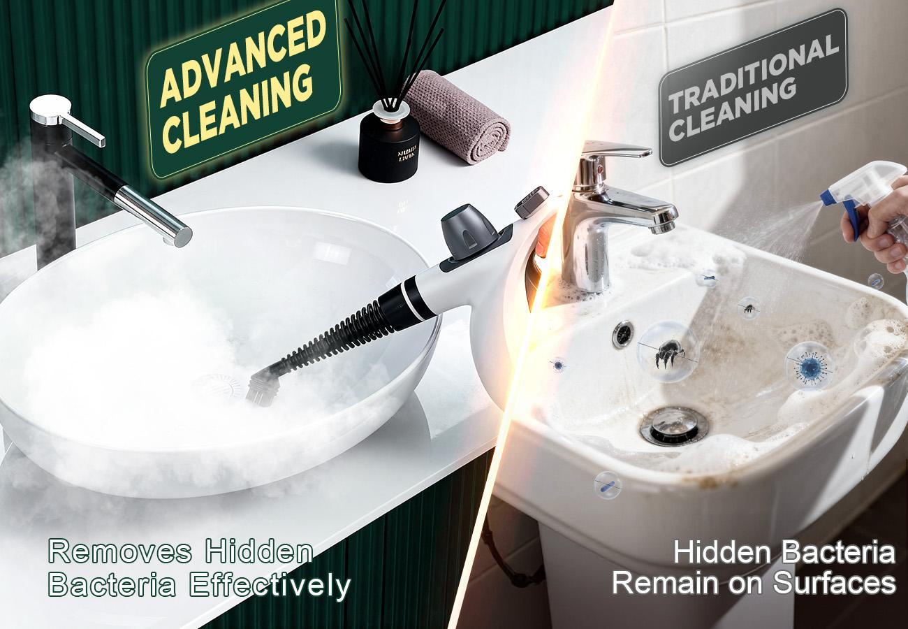 Phueut Pressurized Handheld Multi-Surface Natural Steam Cleaner with 12 pcs Replacement Parts , Multi-Purpose Steamer for Home Use, Kitchen and Car