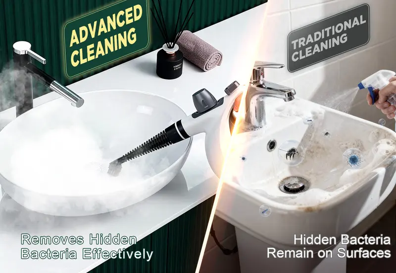 Phueut 1050W 110V Pressurized Handheld Natural Steam Deep Cleaning Machine - Compact Corded Lightweight Multi-Surface Unit for Kitchen, Cars, with 12 Replacement Parts (4 Round Brushes), Child-Safe Cap, Cleaning Supplies Compatible Phueut 1050W 110V Pressurized Handheld Natural Steam Deep Cleaning Machine - Compact Corded Lightweight Multi-Surface Unit for Kitchen, Cars, with 12 Replacement Parts (4 Round Brushes), Child-Safe Cap, Cleaning Supplies Compatible