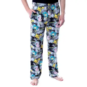 Pokémon Men's Pikachu Squirtle and Jigglypuff Tie Dye Adult Sleep Bottoms Pajama Pants