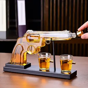 Whiskey Gun Decanter Set + 2 Bullet Glasses - Christmas Birthday Pistol Gifts for Men Who Have Everything, Whiskey Gifts for Men Dad, for Father, Husband, Boyfriend & Military Enthusiasts, Christmas