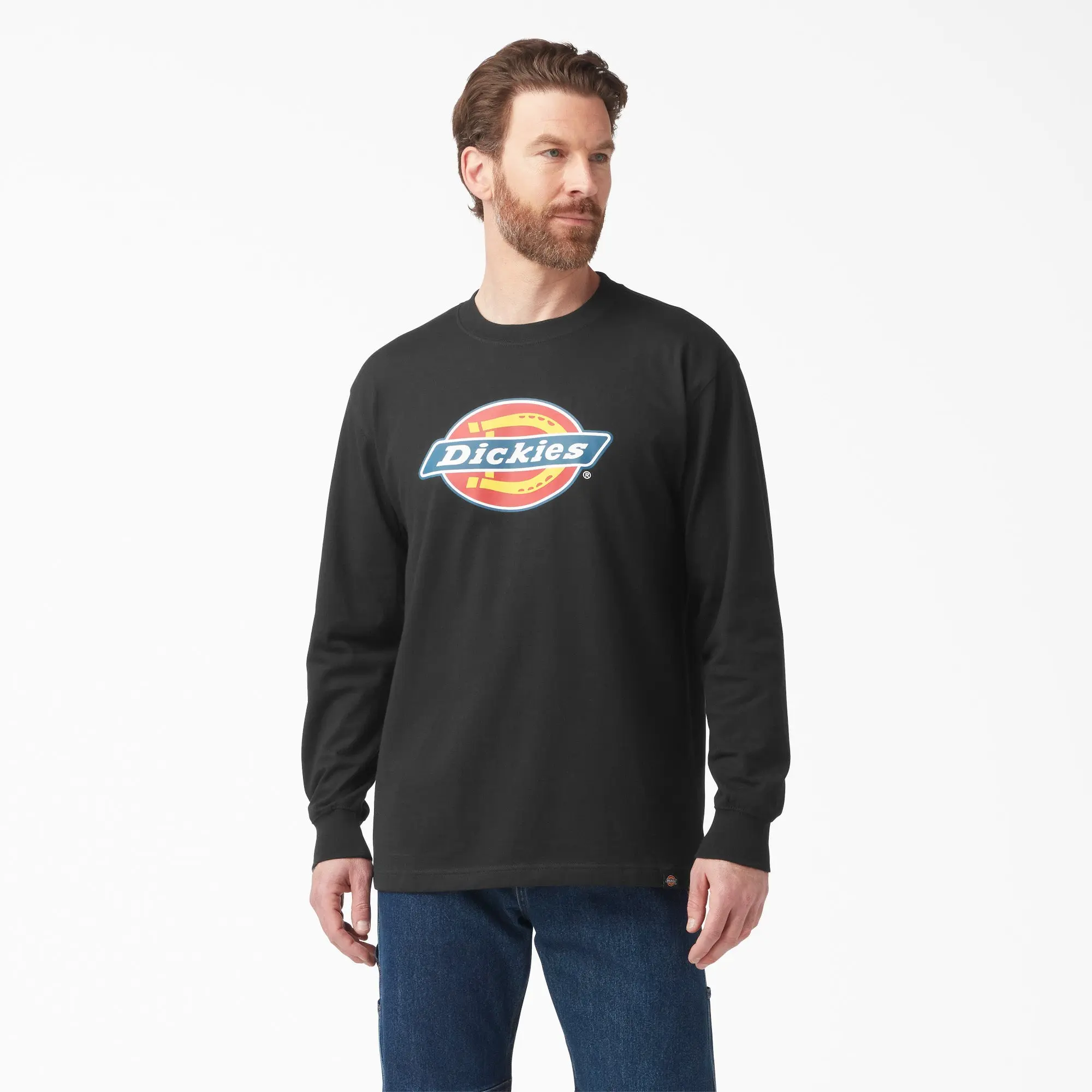 Dickies Tri-Color Logo Graphic Long Sleeve T-Shirt,Relaxed Fit, Tagless Label,Workwear Style