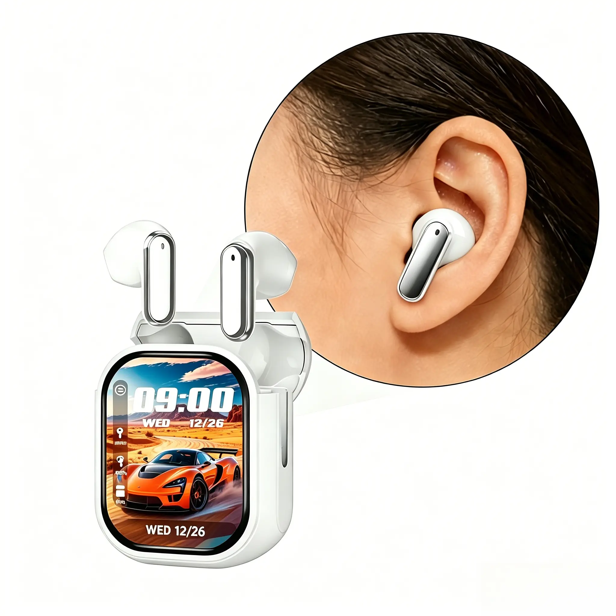 Wireless Bluetooth 6.0 Audio Earbuds with LED Display Case - Custom Wallpaper, ENC Environmental Noise Cancellation, IPX4 Waterproof, Hi-Fi Stereo, Ideal for Office, Commute, Teen Gift, Headphone