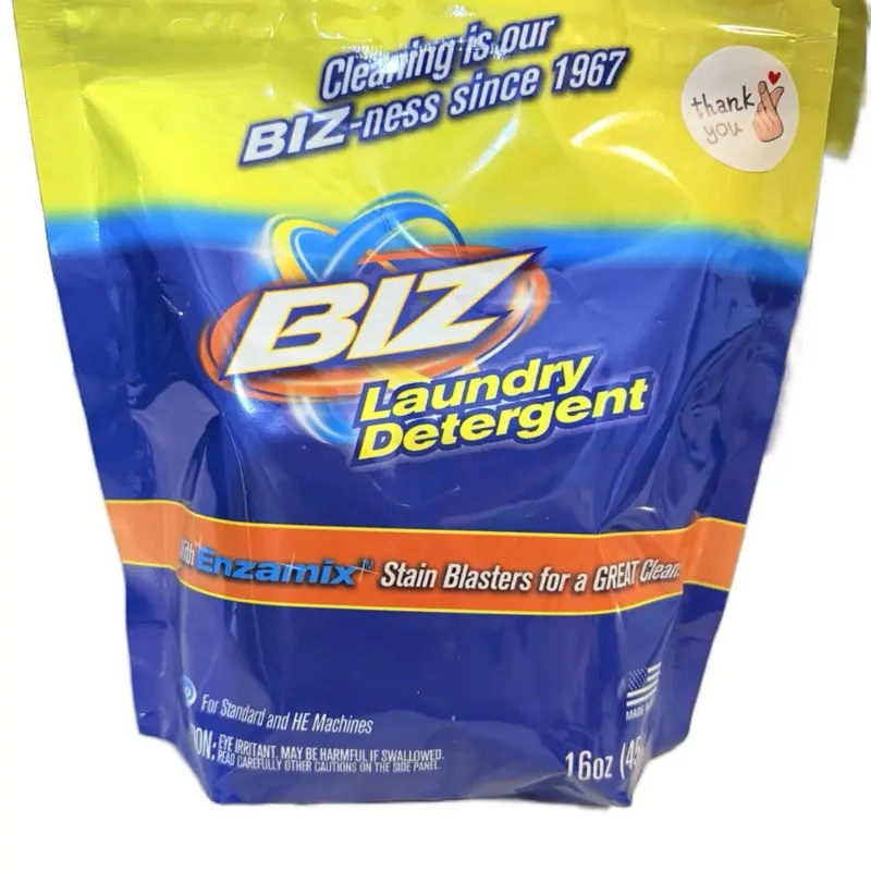 BIZ Laundry Powder Detergent 16 oz with Enzyme for Effective Cleaning for Standard and Reefer Machines