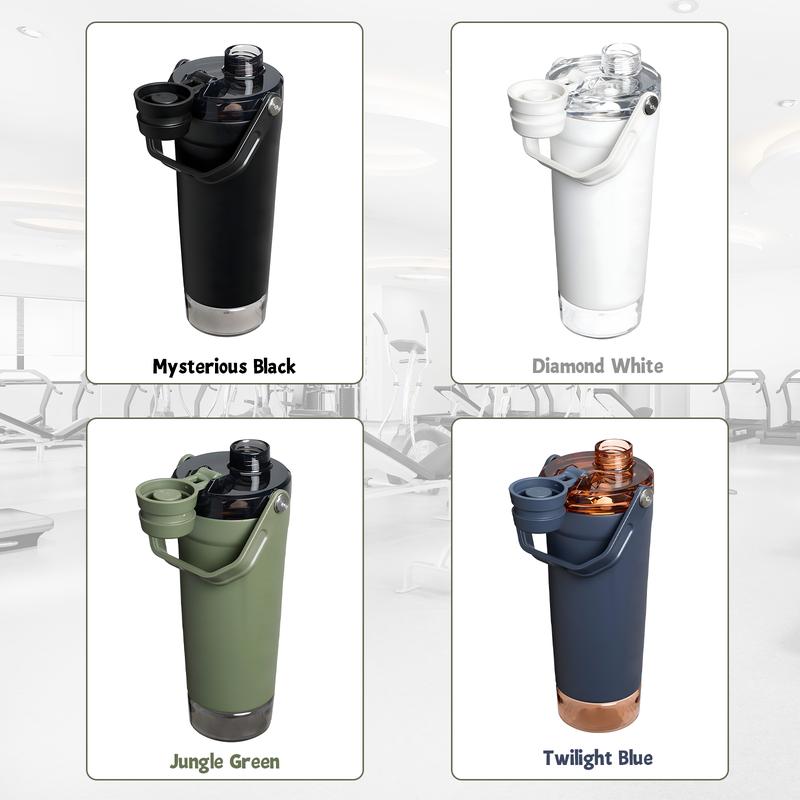 20 Oz Activate Shaker Bottle - Leakproof Insulated Stainless Steel Shaker Cup with Base Storage, Fast Flow Lid & Removable Strainer for Protein Shakes, Pre-Workout & Hydration (BPA-Free)