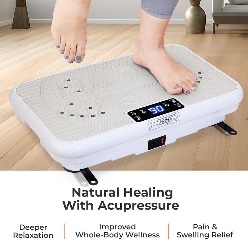 ROTAI 1-99 Adjustable Speeds Power Vibration Plate,High-Power Home Gym Machine for Women Shaping,Lymphatic Drainage Machine,Belly Fat Burner,Standing Vibrating Exercise Machine,Whole Body Workout Vibration Platform for Wellness Recovery