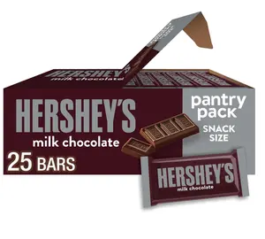 HERSHEY'S Milk Chocolate Snack Size, Candy Bars, 11.25 oz (25 Pieces)
