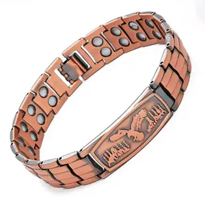 Magnetic Bracelet for Men with Adjustable Sizing Tool & Eagle Pattern - Magnetic Field Therapy Jewelry Gift for Men with Tuner Included