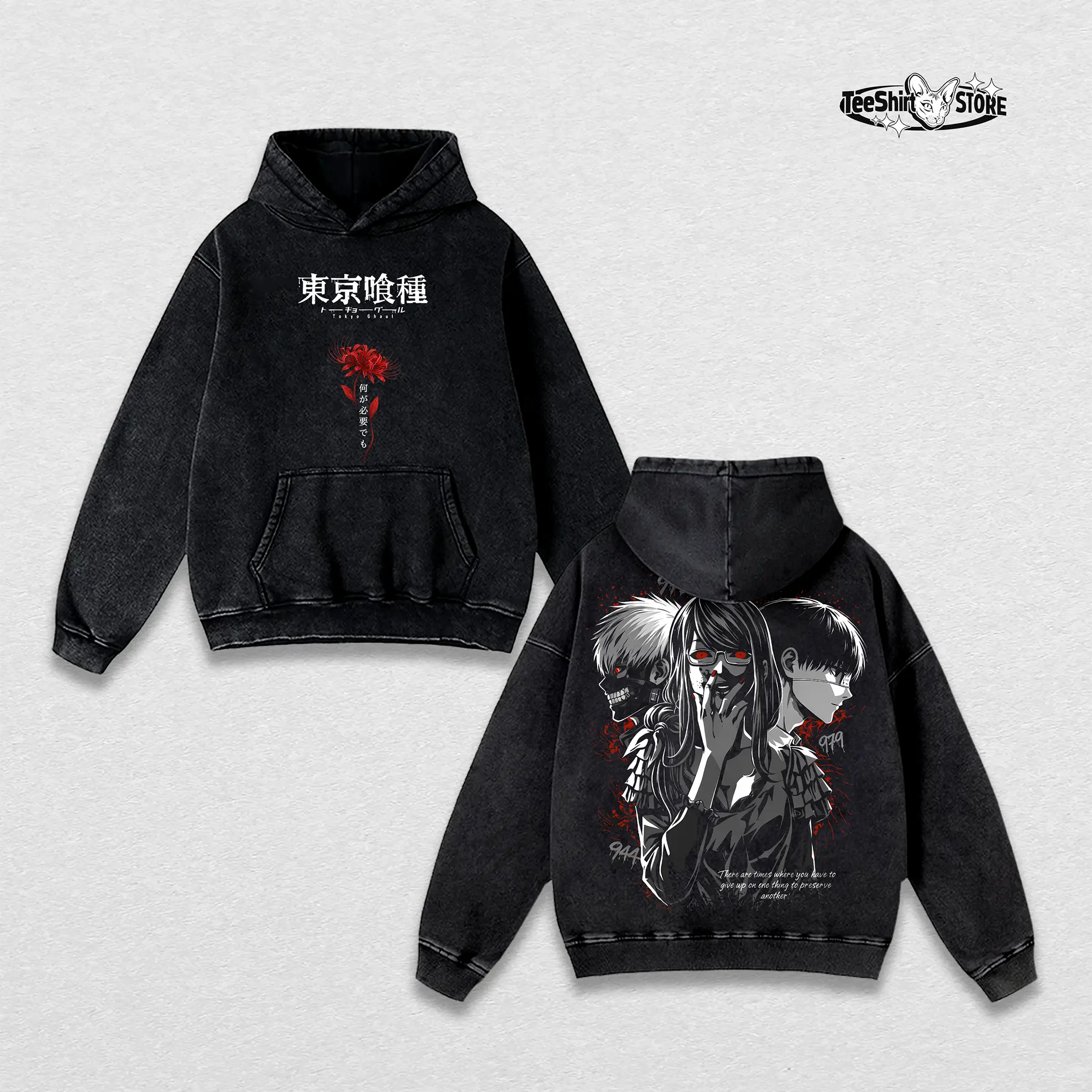 Ken Kaneki x Rize Kamishiro Vintage Washed Oversized T-Shirt And