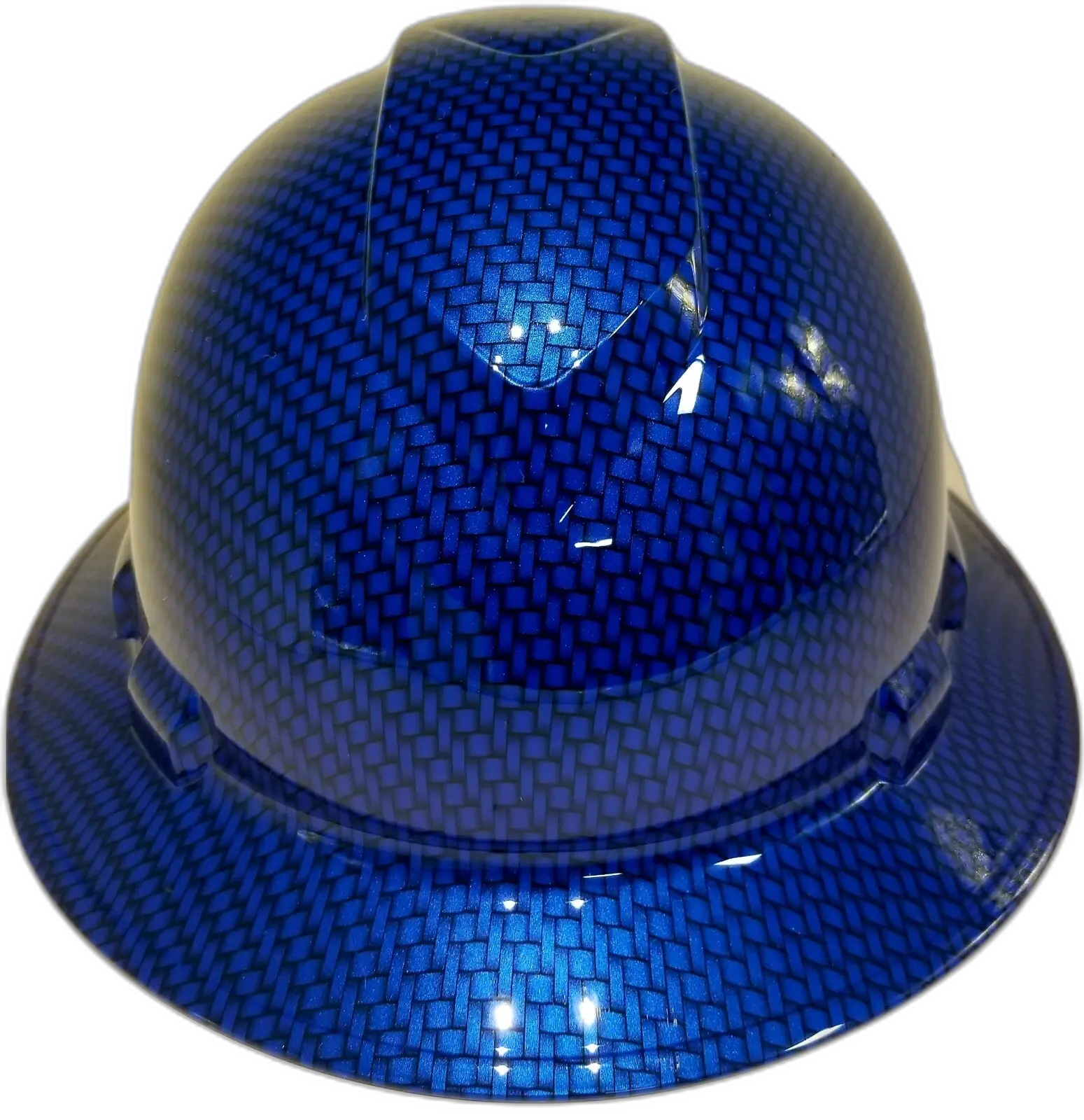 Electric Blue Carbon Fiber - Custom Hydro Dipped Full Brim Hard Hat