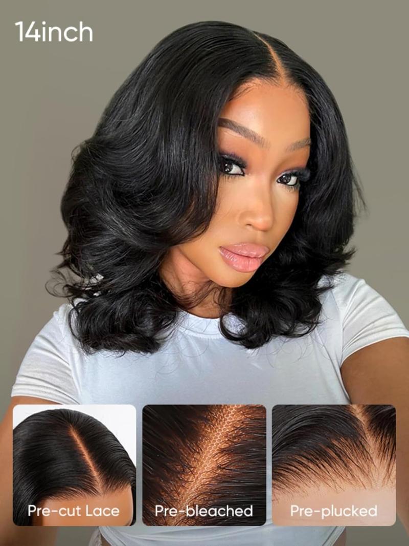 West Kiss Middle Part Glueless Lace Front Short Bob Wig Body Wave 7x5 Closure Bob Wig Pre Bleached Pre Plucked With Baby Hair FebruaryFaves