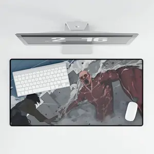 Attack on Titan Mouse Pad, Scouts vs Colossal Titan Desk Mat, Large Anime Gaming Mat, AOT Office Decor, Extended Otaku Desk Setup