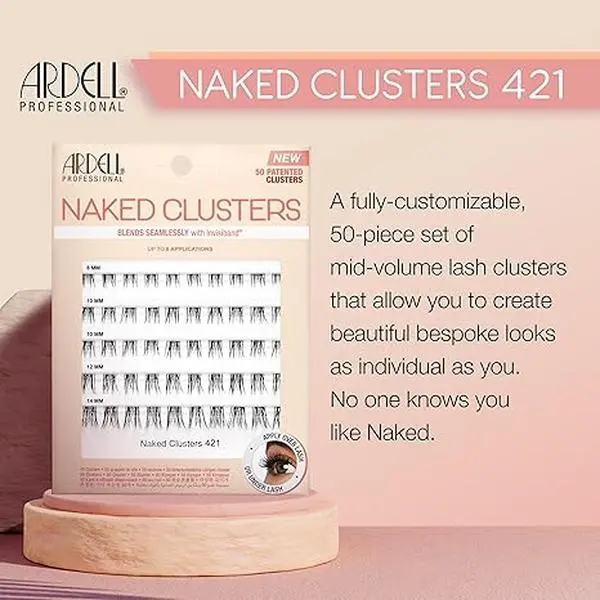 Ardell Naked Clusters 421, 50 Patented Clusters, Up to 8 Applications, 1-pack Eyelashes Fluffy