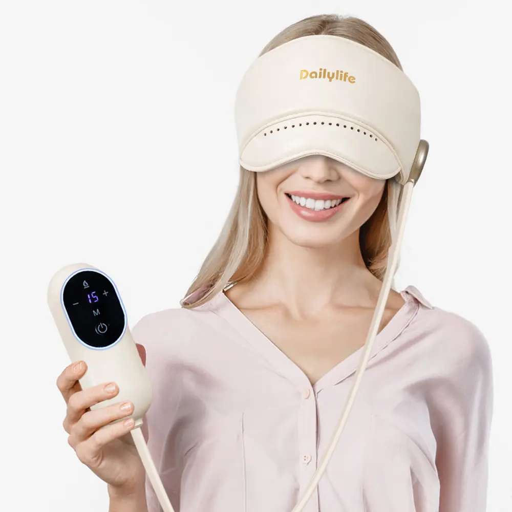 Heated Eye Mask & Intelligent Digital Display ASMR Head Massager, Home Supplies with Adjustable Velcro, 360° Deep Massage, Remote Control, Lightweight Smart Design Features, Portable for Home & Travel, Ideal Relaxing Gifts for All Occasions, Velcro Strap,