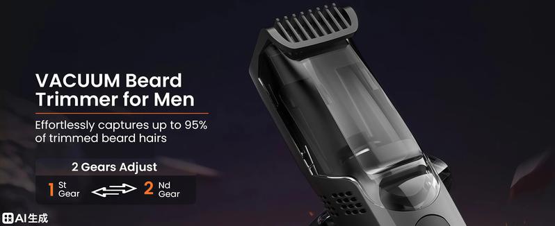 Vacuum Beard Shaver for Men,Built-in Vacuum Trimmer for Mustache, Sideburns, Facial Hair, Rechargeable, IPX6 Waterproof, 2 Comb, Comfort face 2in1 Electric Razor rechargeable men 2025 ornament