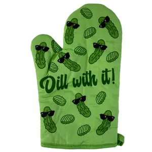 Dill With It Oven Mitt Funny Cool Pickle Coking Kitchen Glove Funny Graphic Kitchenware Bakeware Funny Food  Novelty Cookware Green