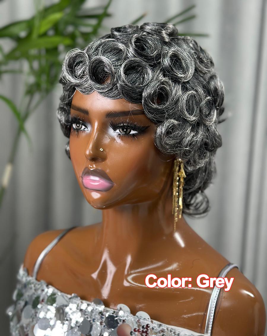ShowRealHair Wig 025 Pixie Cut Wig for Black Women Short Bomb Curly Wigs Brazilian Virgin Human Hair Short Pixie Cut Layered Wig SpringStatements