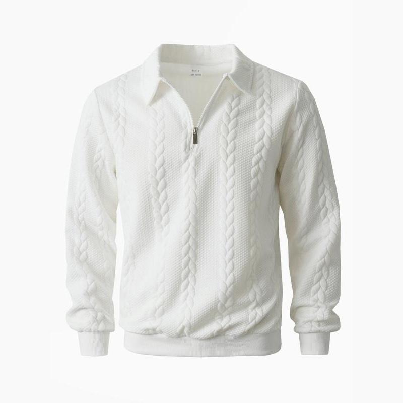 Men's Autumn Winter Knit Long Sleeve Polo Shirt, Suitable For Everyday Wear, Featuring A Vintage Cable Knit And Zipper High Collar With Half Placket, Casual Versatile Fashion Pullover, An Essential Addition To Men'S Wardrobes Men's Autumn Winter Knit Long Sleeve Polo Shirt, Suitable For Everyday Wear, Featuring A Vintage Cable Knit And Zipper High Collar With Half Placket, Casual Versatile Fashion Pullover, An Essential Addition To Men'S Wardrobes