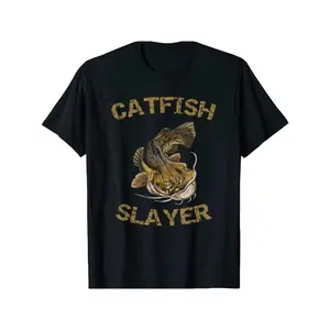 Catfish Slayer" Men's Cotton T-Shirt - Casual & Comfy,  Perfect for Fishing,  Outdoor Activities & Casual Attire,  Sizes S-3XL
