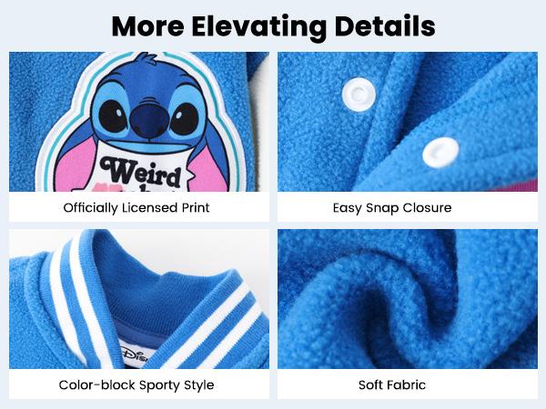 Disney Minnie Mickey Stitch Princess Frozen Elsa Marvel Jacket Lightweight Coat Button-Up Color Block Sweatshirt for Kids 2-14 Years