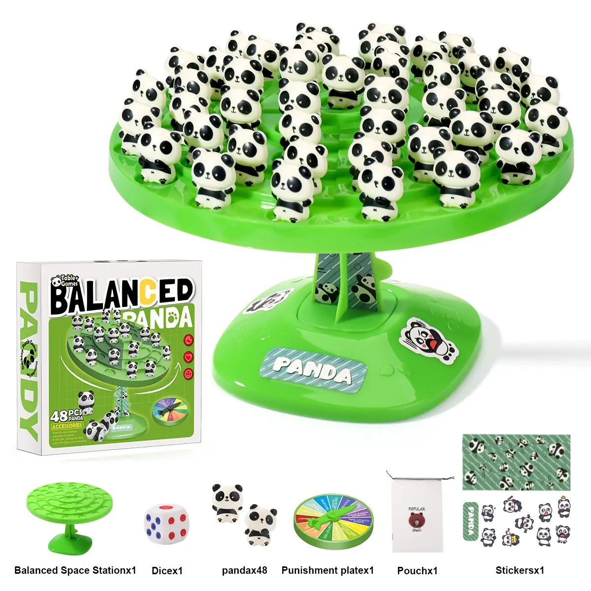 Panda Balance Tree Game, Fun Stacking Balance Challenge, Interactive Desktop Game, Brain Teaser Educational Activity for Family