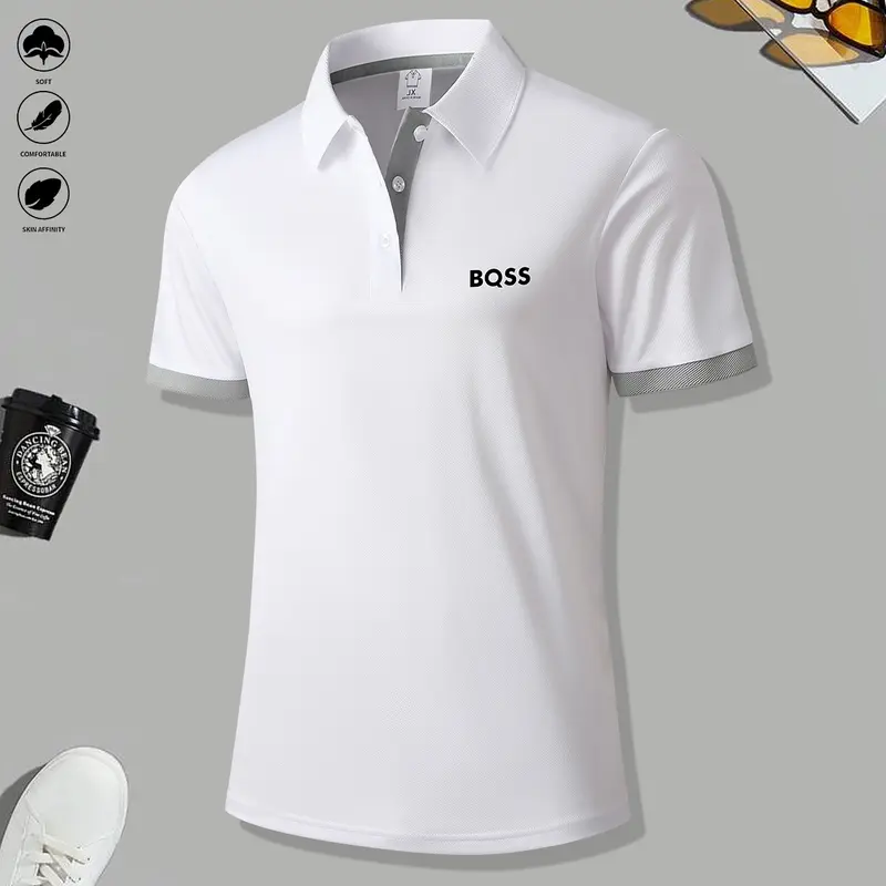 Men’s short-sleeve fashion polo shirt for business casual outdoor wear, breathable with a regular fit, perfect for outdoor activities