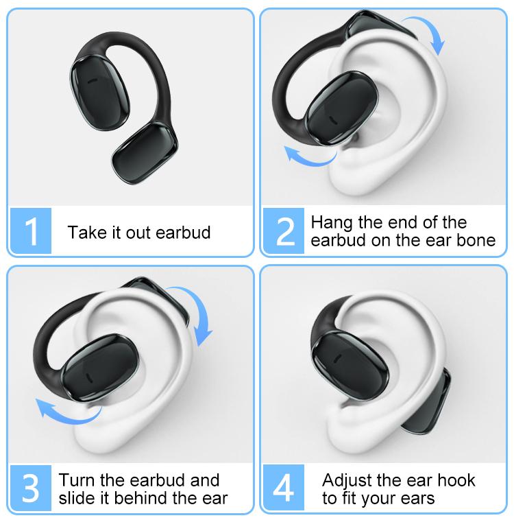 ZIHNIC S11 Wireless Open Ear Headphones,Bluetooth 5.4 Earbuds With Charging Case, Comfort Wireless Earbuds,IPX5 Waterproof,Black Audio Electronic Earphones