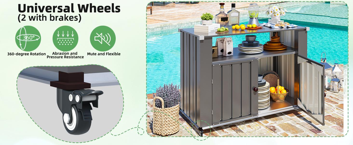 AECOJOY Outdoor Grill Table with Storage Cabinet Weatherproof, Outdoor Kitchen Island, Grill Cabinet Cart with Storage, Outdoor Counter Prep Table with Storage in Dark Grey AECOJOY Outdoor Grill Table with Storage Cabinet Weatherproof, Outdoor Kitchen Island, Grill Cabinet Cart with Storage, Outdoor Counter Prep Table with Storage in Dark Grey