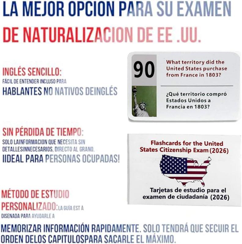 US Citizenship Flash Cards 2026 with Bilingual Booklet -128 Questions & Answers for Naturalization Study GuideWhite 128 Cards