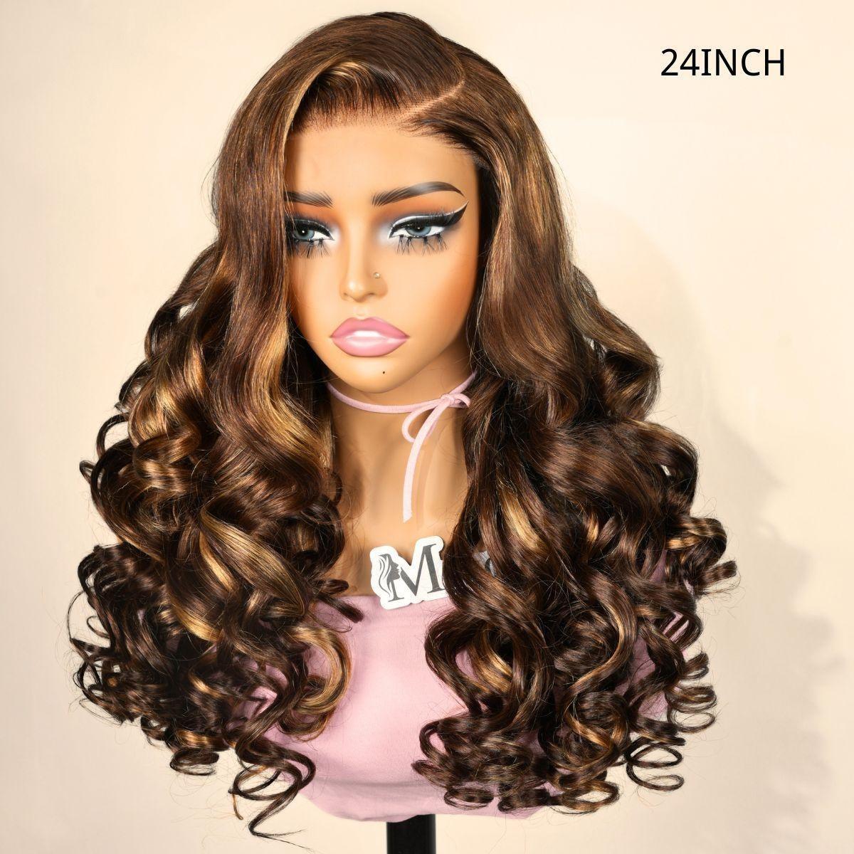 [Free Upgraded 7x6 Side Part] Menglle Hair Honey Blonde Highlight 200% Density 7X6 Lace Front Wig Pre Cut Lace Ready to Go Human Hair Wigs Medium Cap Size#greenish#TikTokShopSpringGlowUp