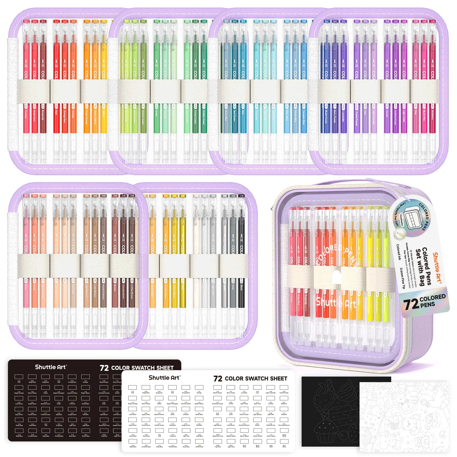 Colored Pens, Shuttle Art 22/24/30/72 Colors Cute Journal Pens 0.6mm Fine Point Colored Gel Pens for Black Paper Adult Coloring Writing Drawing Journaling Note Taking School Office Home Students,back to school,back to school shopping