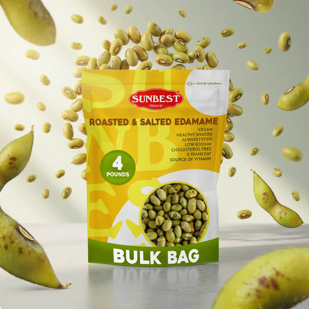 Sunbest Natural Edamame Beans, 4 Pound BULK BAG – Salted & Dry Roasted – Plant-Based Healthy Snack for Adults & Kids – Low Carb, Keto, Vegan & Gluten-Free (64 oz)