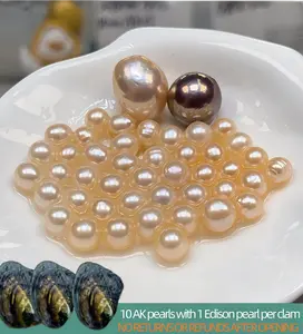 【Bryan】Supreme AK（10 Light Color Small AK Pearls with 1 Edison Pearl Freshwater Pearl clam）｜Live Opening Non-Refundable NO RETURNS OR REFUNDS AFTER