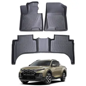 Canvcle Floor Mats Compatible with 2022-2026 Hyundai Santa Cruz All Weather TPE Floor Liner Durable 1st & 2nd Row Set Black