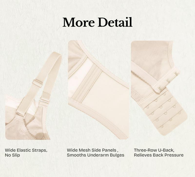 Lacsper Pebble minimizer Bra Polka Dot Lace Unlined Comfort Non Padded Full Coverage Plus Size Underwire Supportive Bra Womenswear