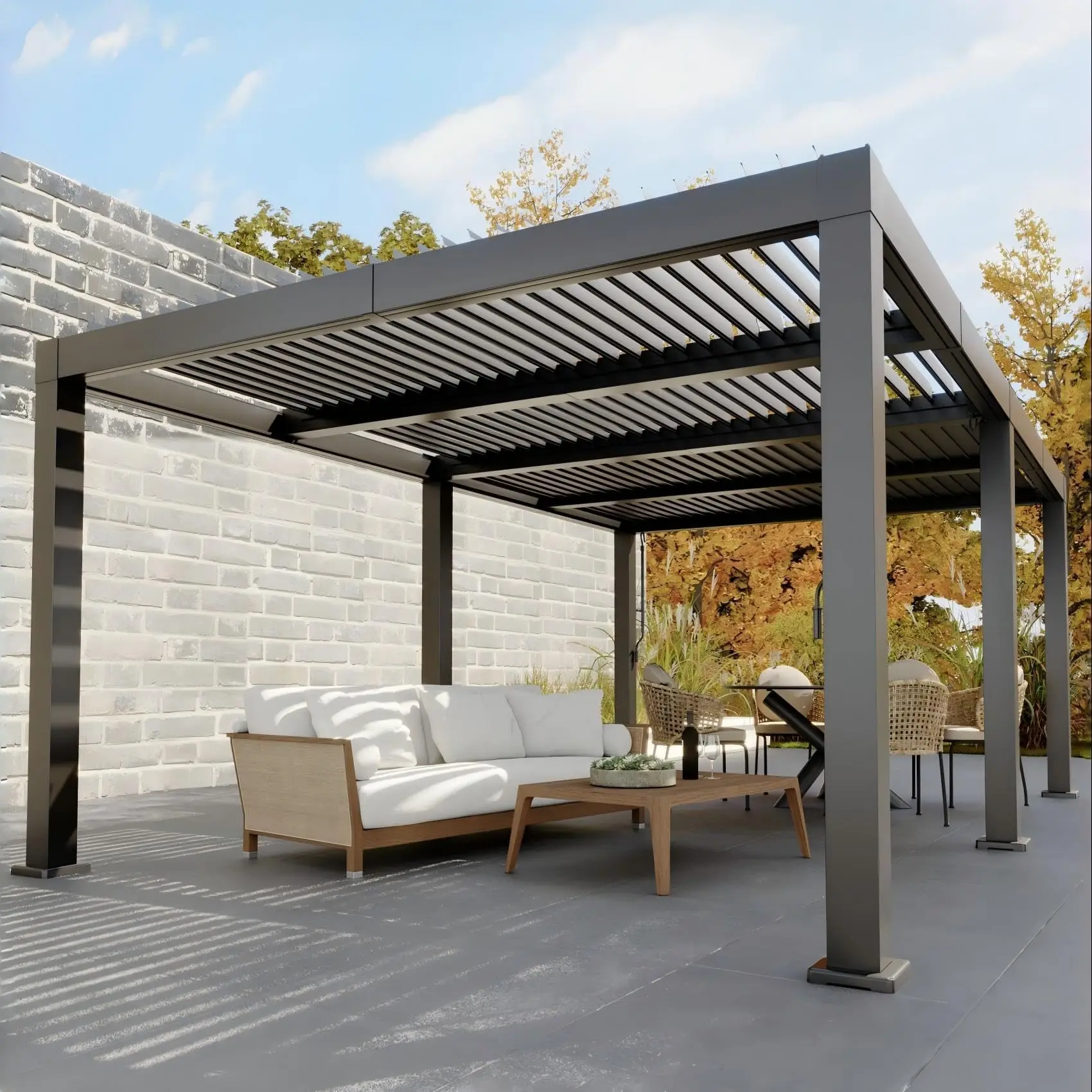 Garvee 12 Ft x 20 Ft Louvered Pergola - All-Aluminum with Adjustable Louvered Roof, Reinforced Frame & Integrated Drainage, Hard Top Gazebo for Patio & Deck, Gray