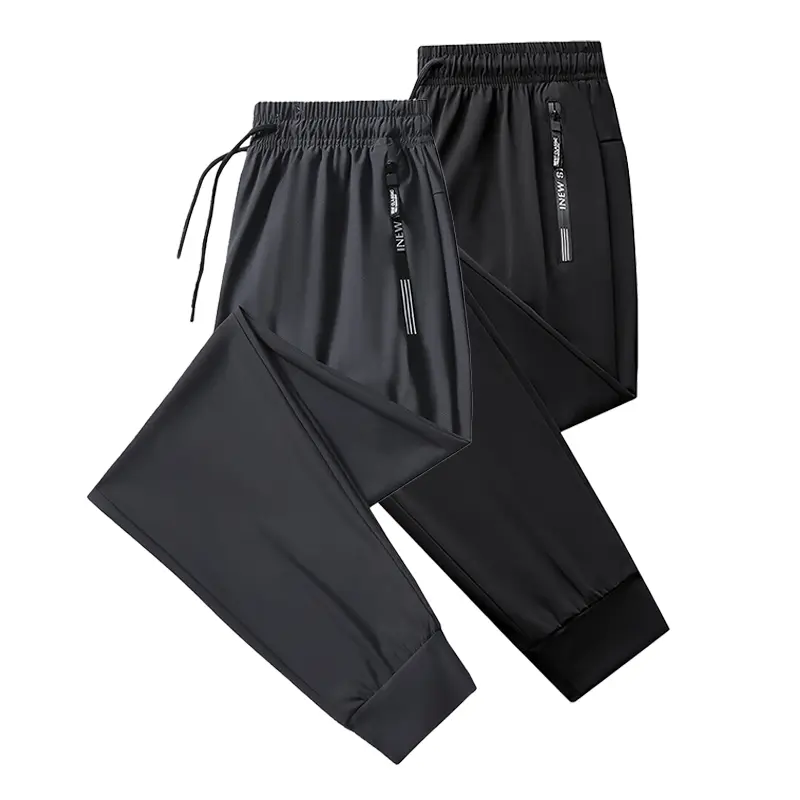 1–2-pack men’s ice silk joggers — lightweight, breathable, medium-stretch fabric, elastic waistband d