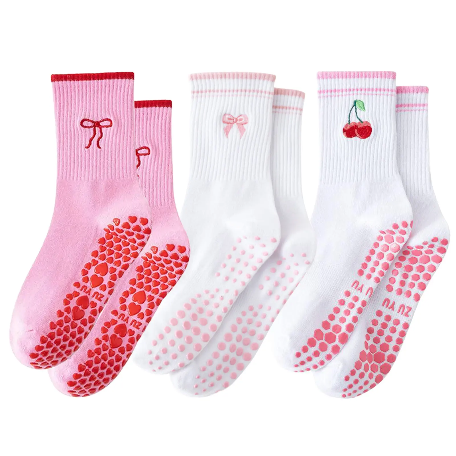 AMLANG scenicamp Pilates Grip Socks for Women 3 Pairs Ruffle Yoga Sock  Cotton Grippy Athletic Crew Socks Gift