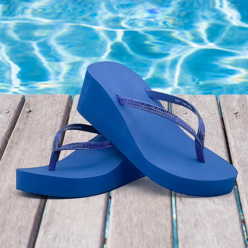 Lumubby Sparkly Rhinestone Wedge Heel Thong Sandals 8cm Platform Flip Flops Comfortable Casual Shoes for Summer Women's Y2K Inspired White Sandals Lumubby Sparkly Rhinestone Wedge Heel Thong Sandals 8cm Platform Flip Flops Comfortable Casual Shoes for Summer Women's Y2K Inspired White Sandals