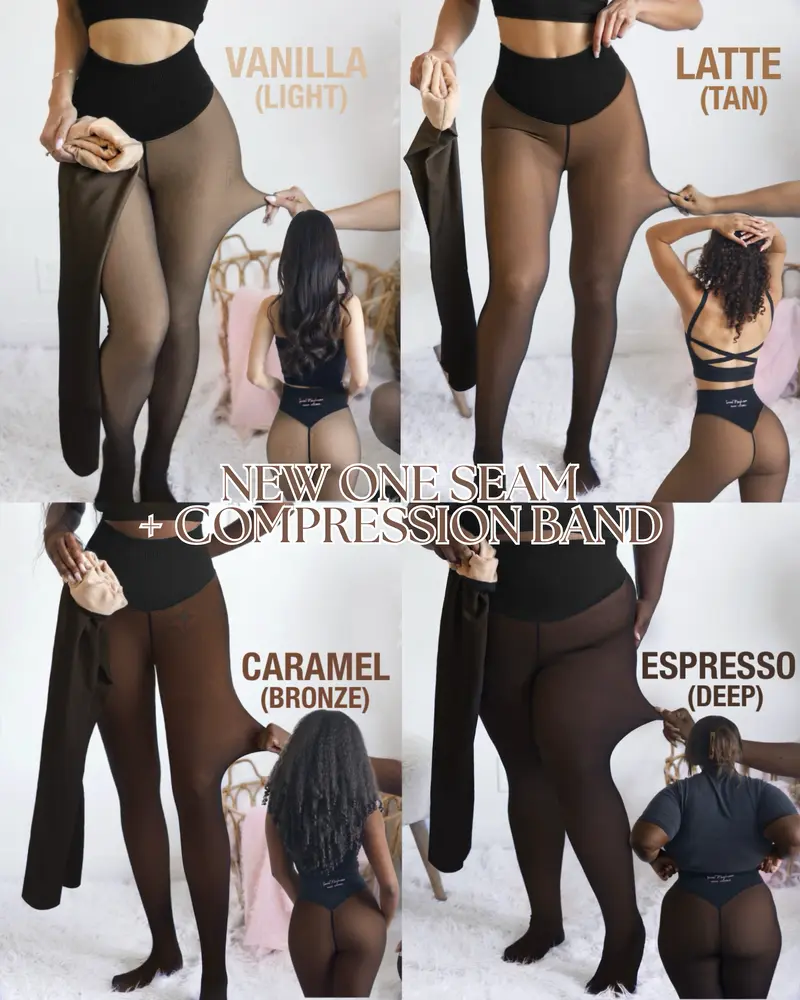Women's Official Magic Fleece Lined Tights - High Waist, Body Slimming Compression Band, Plus Size Chic Cute Women's Fashion Clothes, 1-Seam Option, Closed Foot, XXS-3XL, 4 Shades, Light-Brown Fur Fleece, Cold Wash, Viral Item