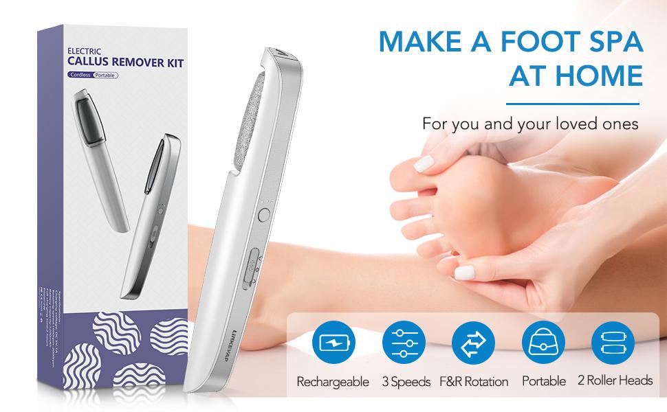 LINKEVAP Electric Feet Callus Remover,Portable Electronic Foot File Pedicure Tools,Waterproof Foot Scrubber File,Pedi Foot Care for Dead,Hard Cracked Dry Skin Manicure Nail Nail Care Cutics Nail Art